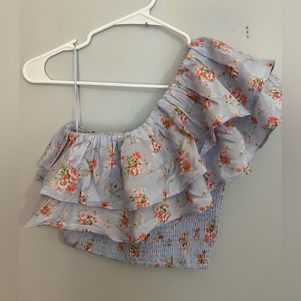 Abercrombie & Fitch Asymmetrical One Shoulder Floral Top Size XS NWT‎